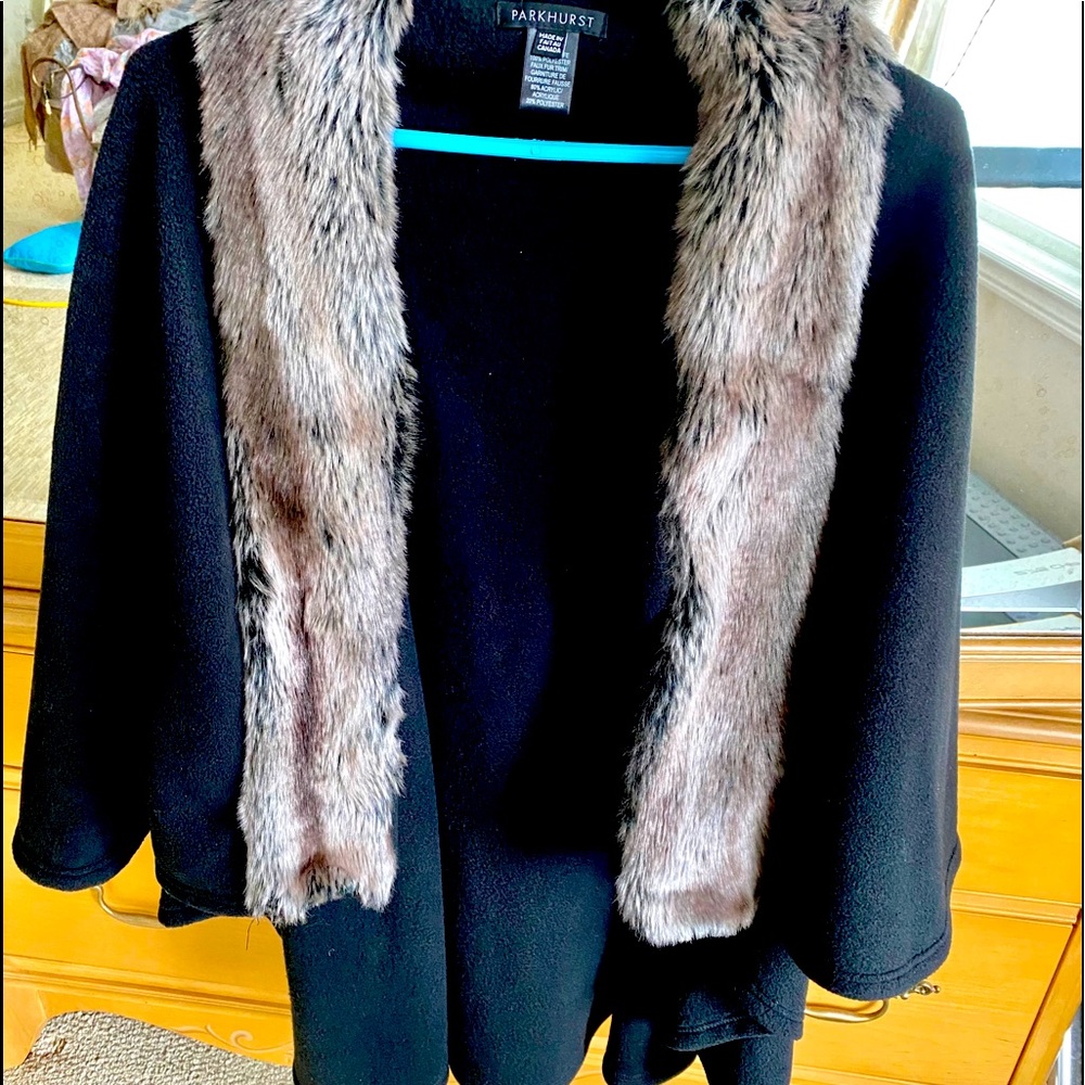 Black cape with fur trim
